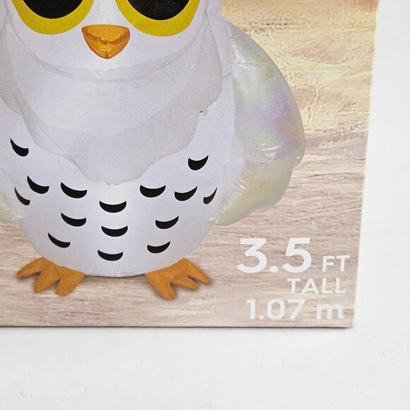 Christmas Inflatable Santa Owl Yard Decor Holiday Time Holidays White 3.5' Tall - Picture 2 of 6